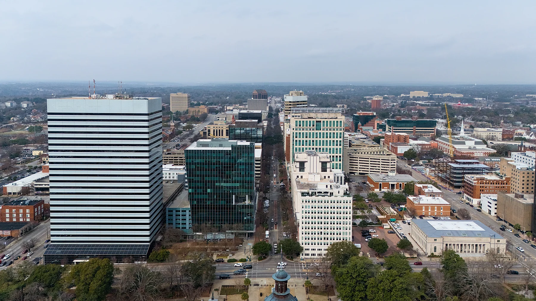 Aerial skyline of downtown Columbia, South Carolina